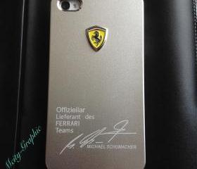 Ferrari iPhone 4/4S Case ferrari Emblem Sport Car logo Aluminium matte Metallist cover - silver